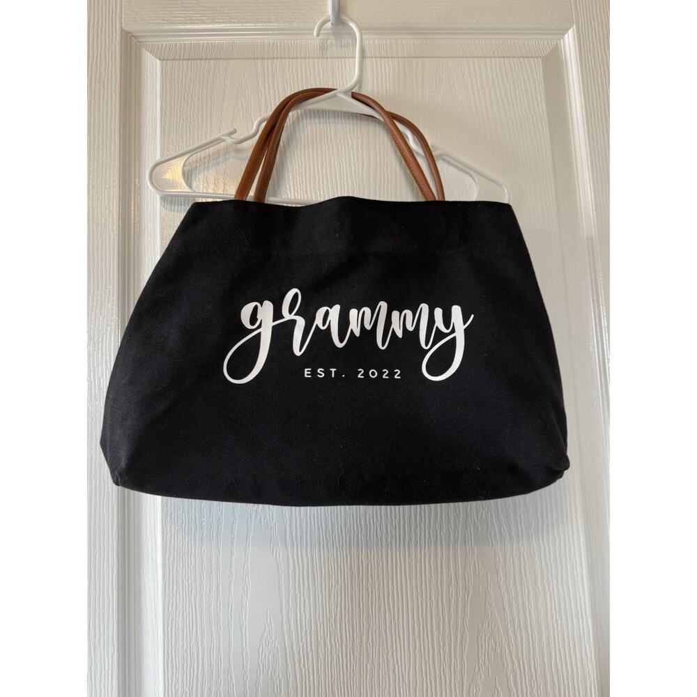 Grammy EST 2022 Canvas Black Tote Bag with Handles for Women - Picture 4 of 6